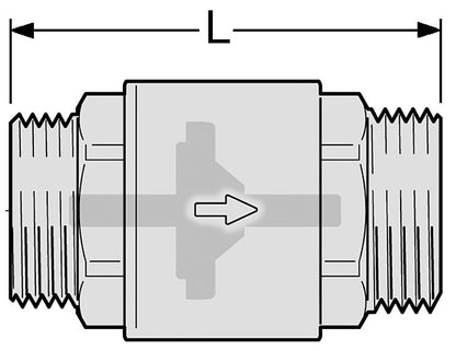 Rückschlagventil Messing 1/2" Durchfluss AG zu AG