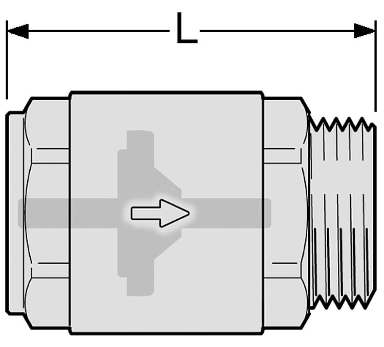 Rückschlagventil Messing 1/2" Durchfluss IG zu AG